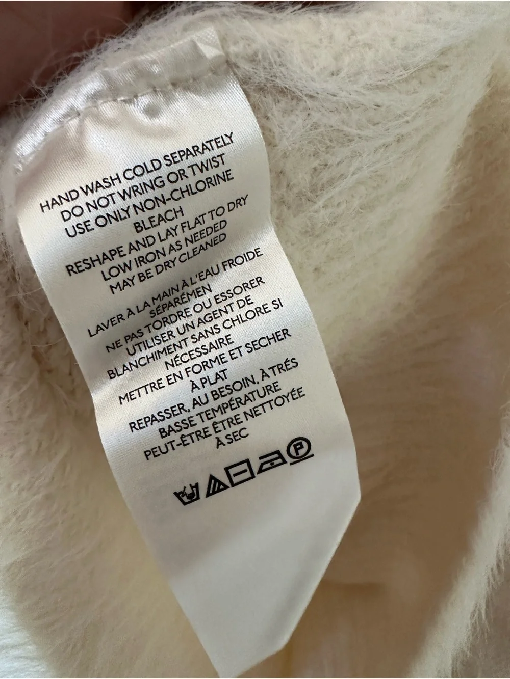 Free People Cream Fuzzy Short-Sleeve Crew Sweater
